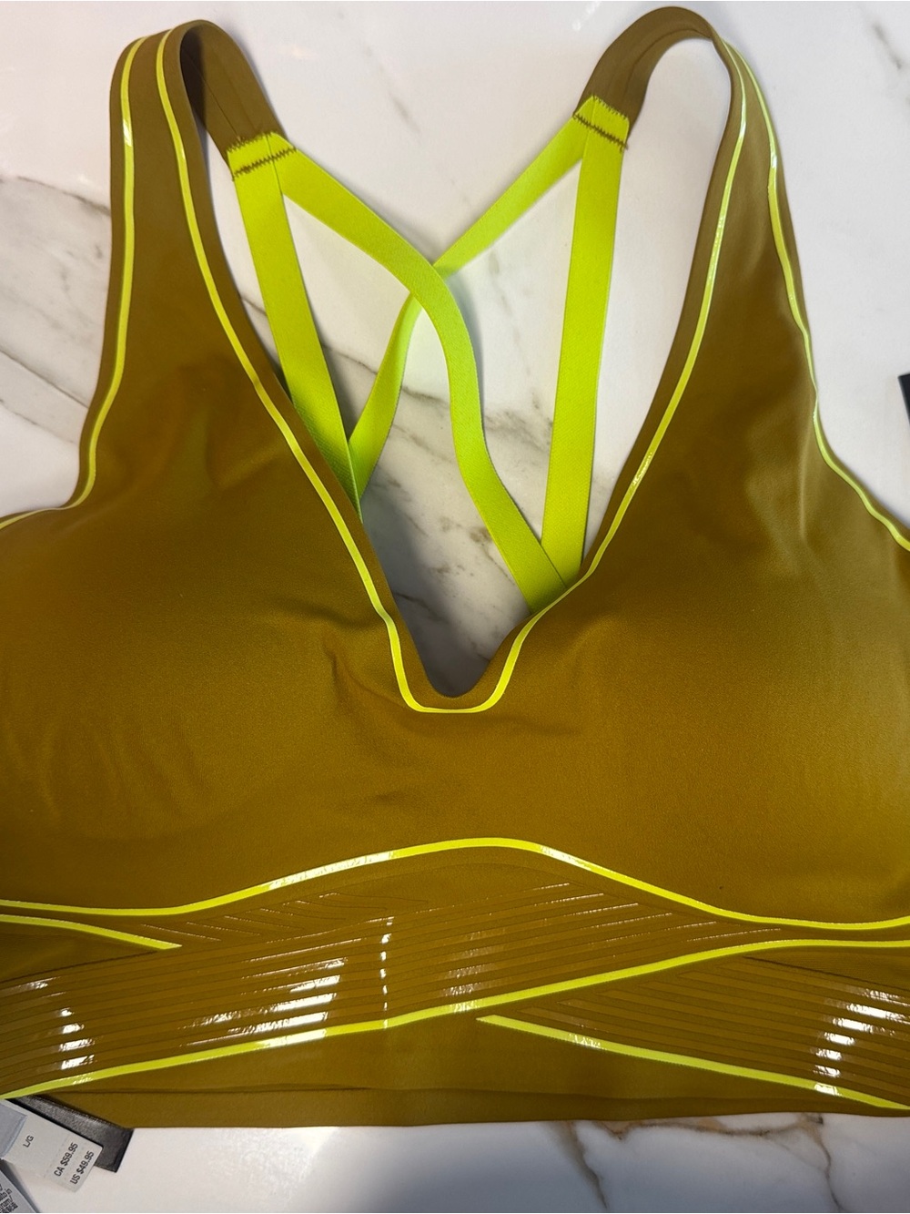VSX Victoria’s Secret Olive Green Sports Bra with Neon Yellow Straps